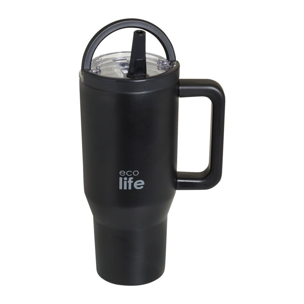 Ποτήρι Θερμός Tumbler 2 Handles Lid 900ml Rich Black, ecolife